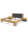 Letto matrimoniale Meria 180x200 con comodini integrati antracite e rovere