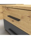Letto matrimoniale Meria 180x200 con comodini integrati antracite e rovere