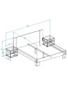 Letto matrimoniale Meria 180x200 con comodini integrati antracite e rovere