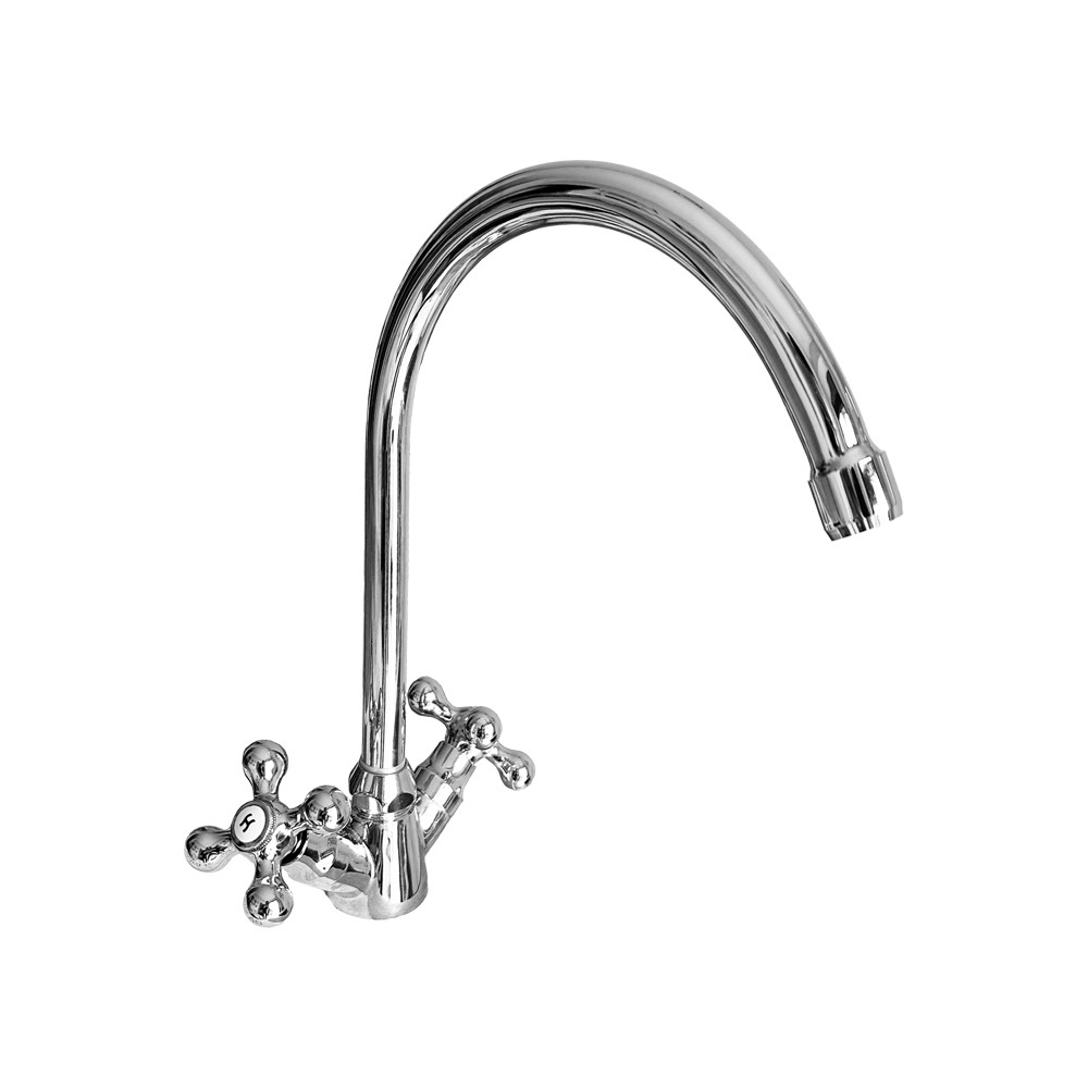 Miscelatore cucina Biella con manopole a croce finitura cromo