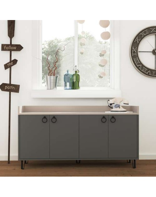 Madia 4 ante Dea 140x36x80 h colore antracite tortora