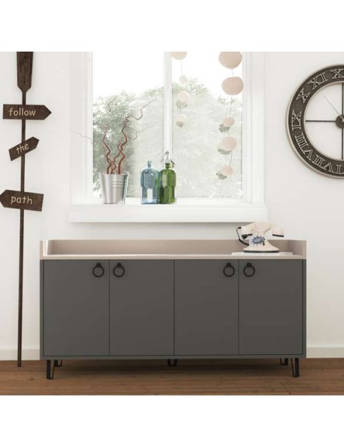Madia 4 ante Dea 140x36x80 h colore antracite tortora
