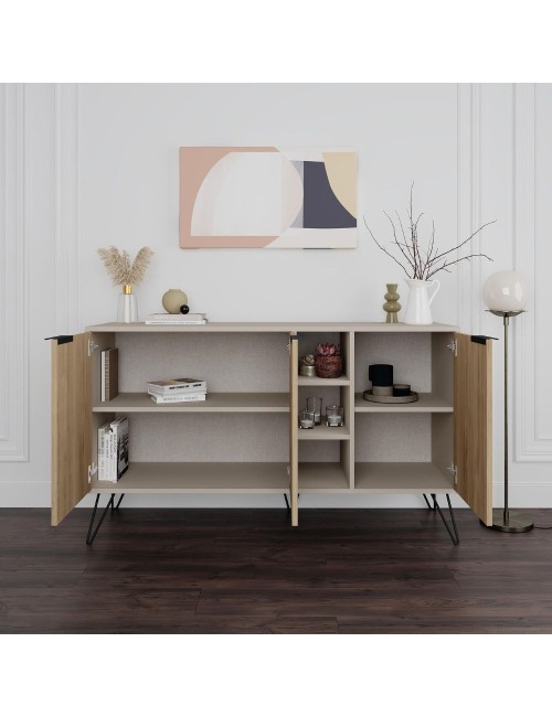Madia 3 ante Clara 142x35,5x83h colore cashmere e Rovere