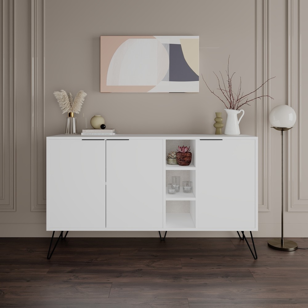 Madia 3 ante Clara 142x35,5x83h colore bianco