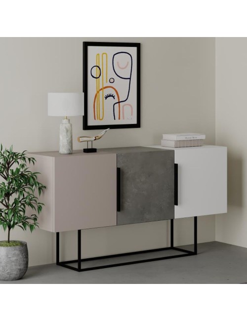 Madia 3 Ante Tontini 150 cm Colore Tortora Cemento Bianco