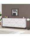 Madia 6 ante con disegno geometrico Dune 184x35x77,4 colore bianco