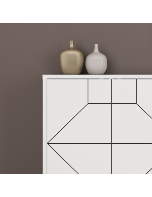 Madia 6 Ante con Disegno Geometrico Dune 184x35x77,4 Colore Bianco