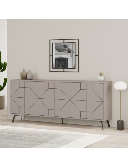 Madia 6 Ante con Disegno Geometrico Dune 184x35x77,4 Tortora