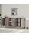 Madia 6 ante con disegno geometrico Dune 184x35x77,4 colore tortora