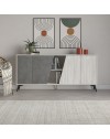 Madia 4 ante Fiona 180x35,6x82H colore bianco vintage e cemento