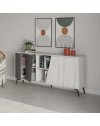 Madia 4 ante Fiona 180x35,6x82H colore bianco vintage e cemento