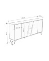 Madia 4 ante Fiona 180x35,6x82H colore bianco vintage e cemento