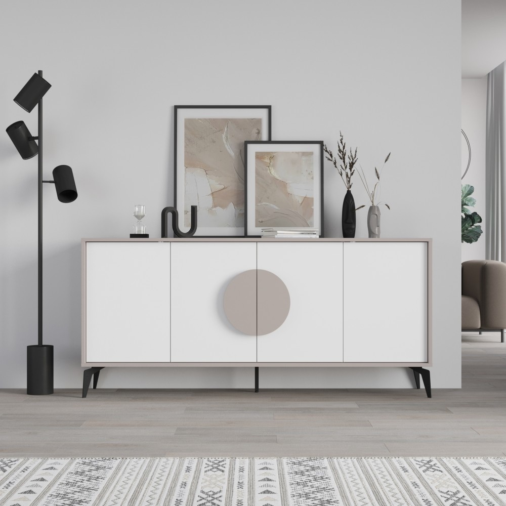 Madia 4 ante Gora180 colore bianco e tortora 180x35,6x82