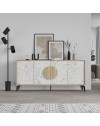 Madia 4 ante Gora180 colore bianco effetto marmo carrara e rovere 180x35,6x82