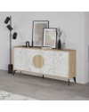 Madia 4 ante Gora180 colore bianco effetto marmo carrara e rovere 180x35,6x82