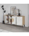 Madia 4 ante Gora180 colore bianco effetto marmo carrara e rovere 180x35,6x82
