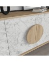 Madia 4 ante Gora180 colore bianco effetto marmo carrara e rovere 180x35,6x82