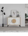 Madia 2 ante Gora110 110x35,6x82 colore bianco effetto marmo carrara e rovere