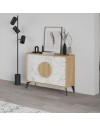 Madia 2 ante Gora110 110x35,6x82 colore bianco effetto marmo carrara e rovere