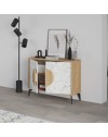 Madia 2 ante Gora110 110x35,6x82 colore bianco effetto marmo carrara e rovere