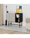 Mobile multiuso Mona Mini con anta cashmere e due vani a giorno neri 81x40x80H