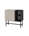 Mobile multiuso Mona Mini con anta cashmere e due vani a giorno neri 81x40x80H