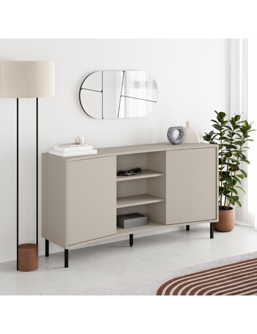 Madia Frem con frontale curvo 2 ante e vani a giorno in finitura cashmere 150x40x81.5H