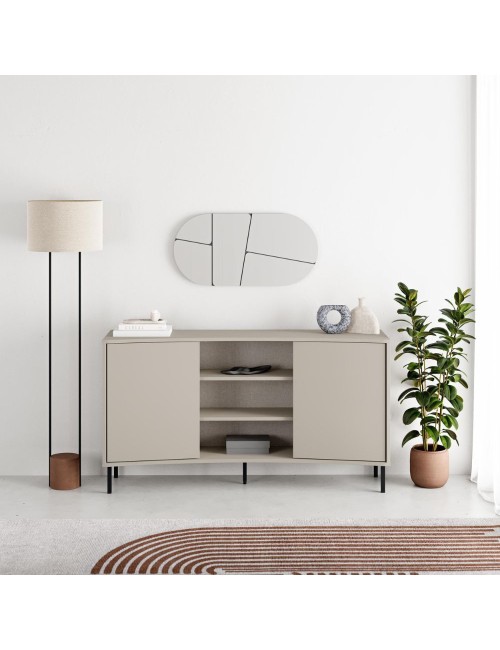Madia Frem con frontale curvo 2 ante e vani a giorno in finitura cashmere 150x40x81.5H