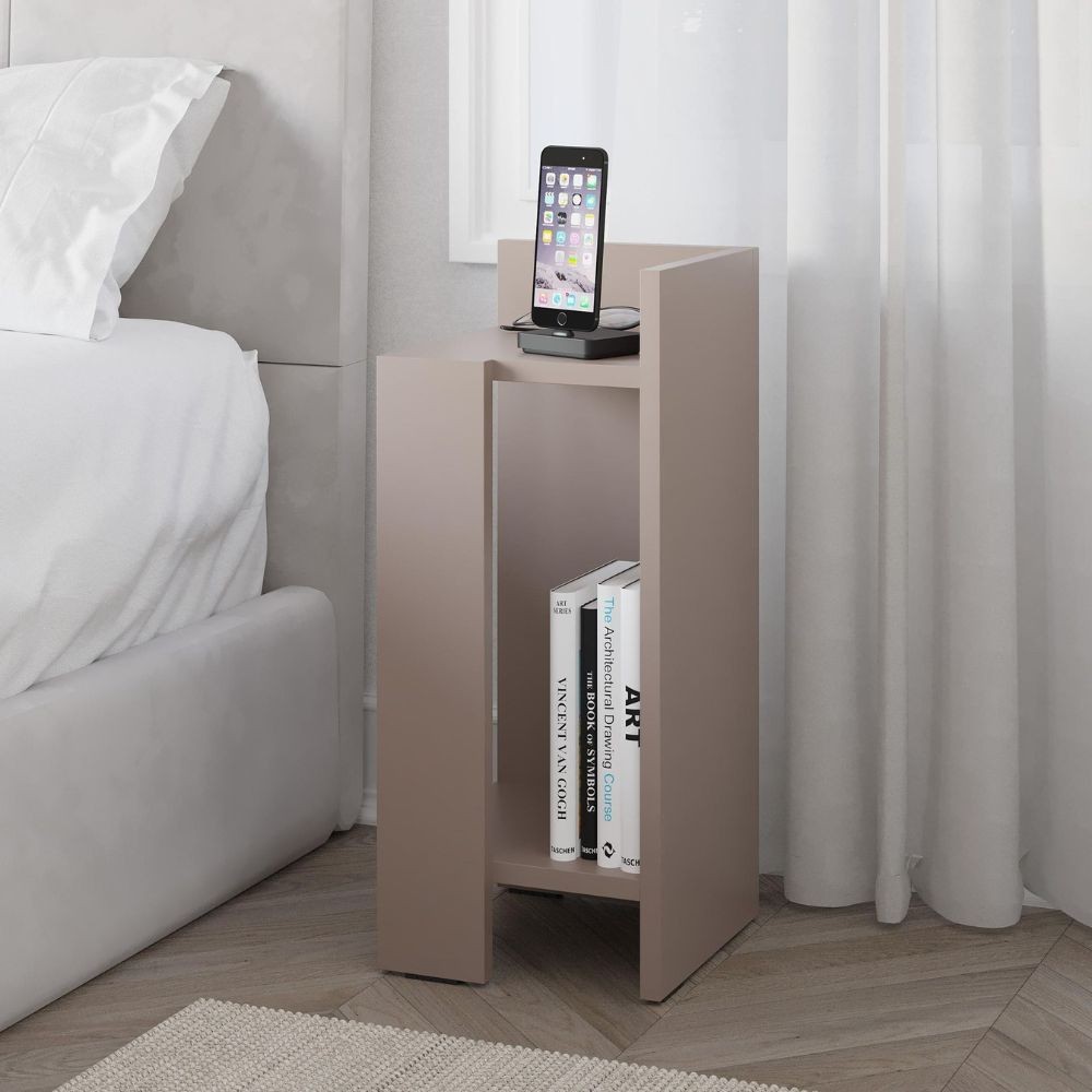 Tavolino comodino di design Elos 25x27x60h destro colore tortora