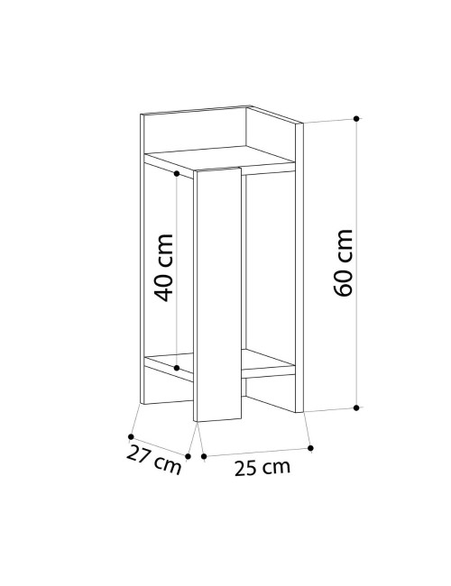 Tavolino comodino di design Elos 25x27x60h destro colore tortora