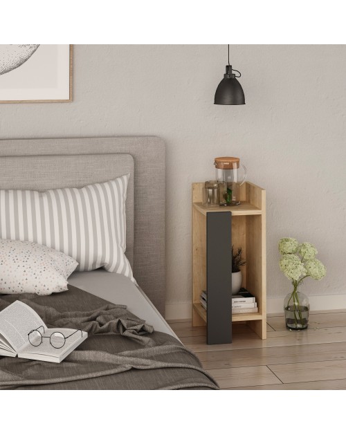 Tavolino comodino di design Elos 25x27x60h destro colore rovere oak pannello antracite