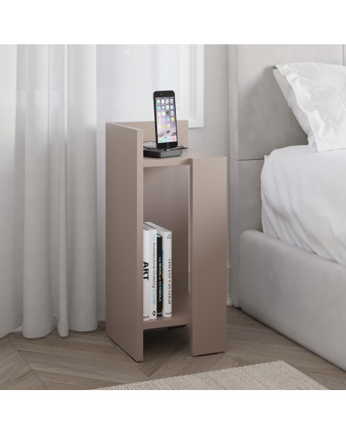 Tavolino comodino di design Elos 25x27x60h sinistro colore tortora