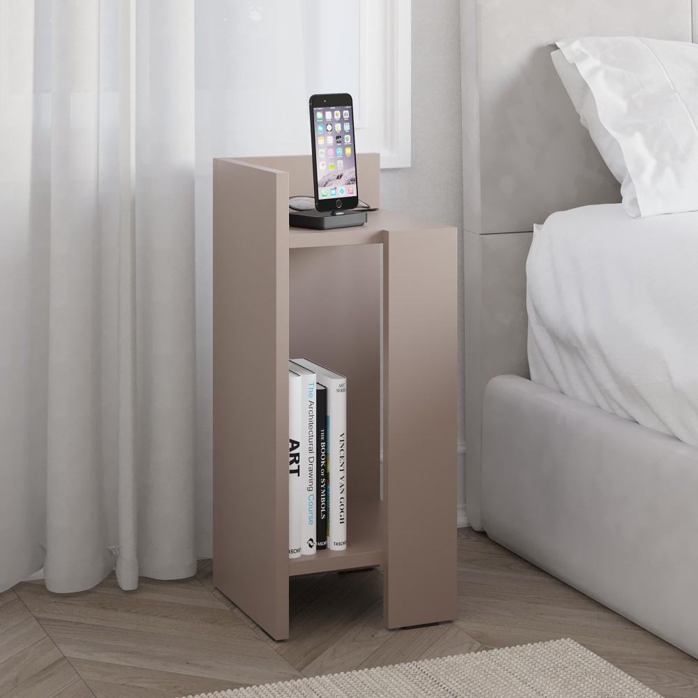 Tavolino comodino di design Elos 25x27x60h sinistro colore tortora
