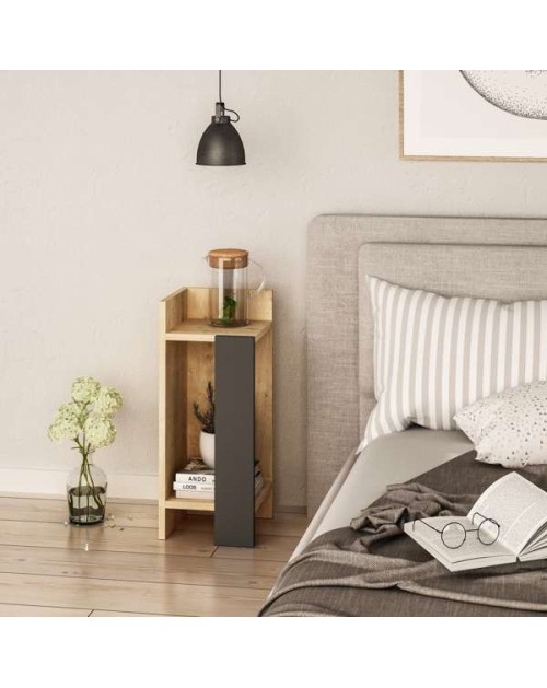 Tavolino comodino di design Elos 25x27x60h sinistro colore rovere oak pannello antracite
