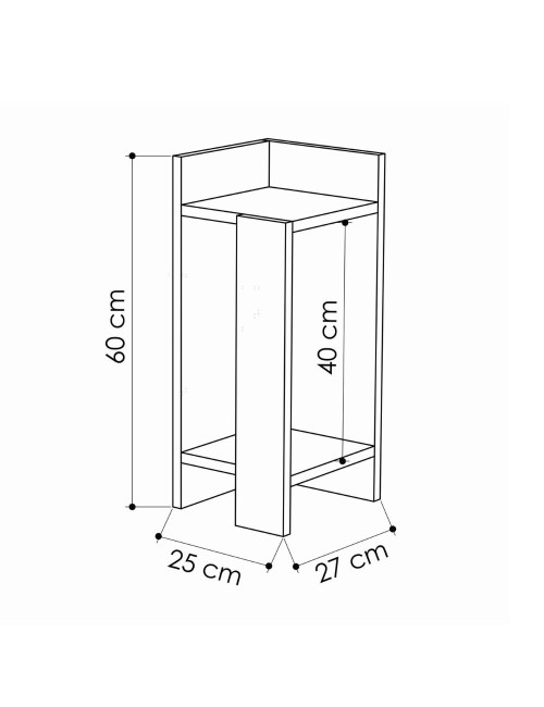 Tavolino comodino di design Elos 25x27x60h sinistro colore nero