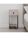 Comodino Sirius tortora con cassetto e gamba in metallo nero sinistro