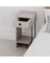 Comodino Sirius tortora con cassetto e gamba in metallo nero sinistro
