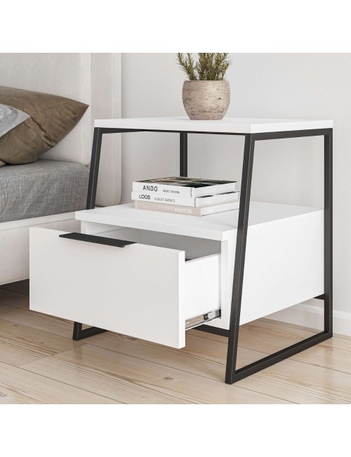 Comodino bianco Pal 45x41x50 cm – Stile Moderno e Funzionalità in un Design Raffinato