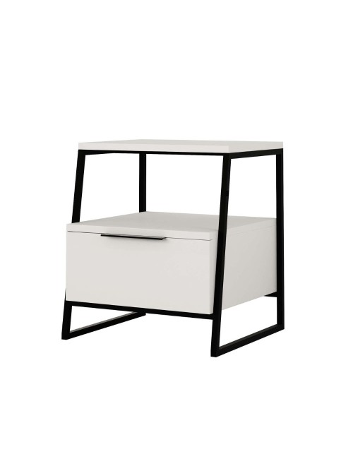 Comodino bianco Pal 45x41x50 cm – Stile Moderno e Funzionalità in un Design Raffinato