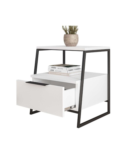 Comodino bianco Pal 45x41x50 cm – Stile Moderno e Funzionalità in un Design Raffinato