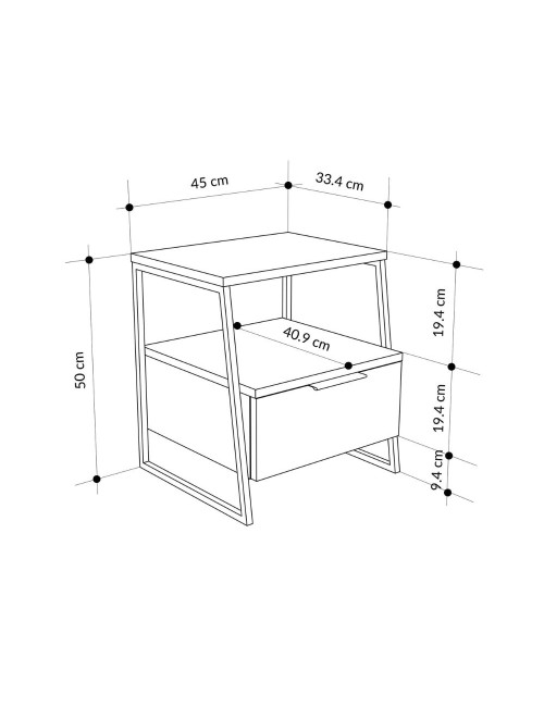 Comodino bianco Pal 45x41x50 cm – Stile Moderno e Funzionalità in un Design Raffinato