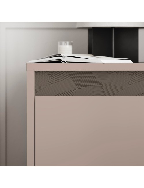 Comodino Mott tortora con cassetto e dettaglio decorativo 45x40x50H