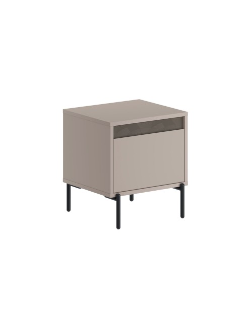 Comodino Mott tortora con cassetto e dettaglio decorativo 45x40x50H