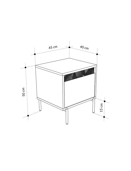 Comodino Mott tortora con cassetto e dettaglio decorativo 45x40x50H