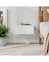 Comodino sospeso Onda con cassetto e luci integrate 40 cm bianco e cashmere