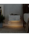 Comodino sospeso Onda con cassetto e luci integrate 40 cm bianco e cashmere