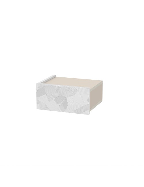 Comodino sospeso Onda con cassetto e luci integrate 40 cm bianco e cashmere
