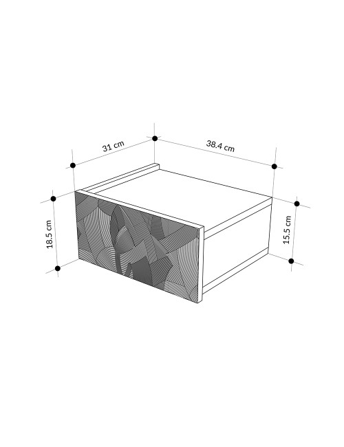 Comodino sospeso Onda con cassetto e luci integrate 40 cm bianco e cashmere