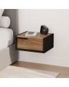 Comodino sospeso Eco con cassetto 40 cm nero e rovere oud con maniglia reversibile