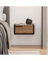 Comodino sospeso Eco con cassetto 40 cm nero e rovere oud con maniglia reversibile